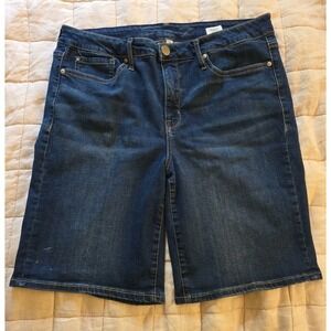 Seven 7 Jeans Denim Bermuda Long Shorts Stretch Cotton Blend Womens Size 16
